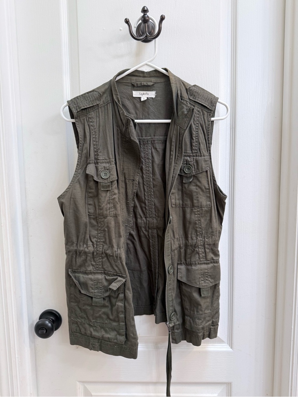 2 for $15 Lydelle Olive Green Utility Vest - Button & Pocket Detail